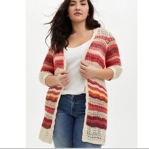 NWT Torrid Crochet Open Front Cardigan Sweater